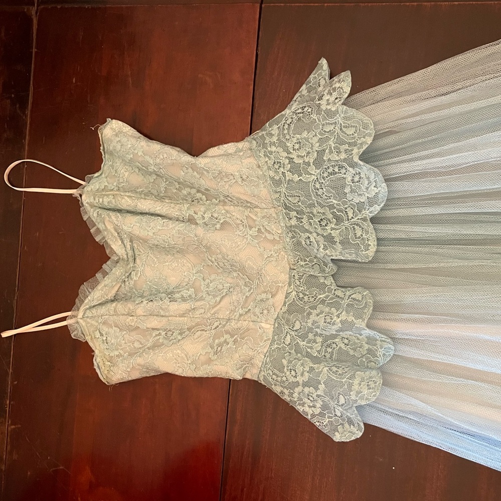 Vintage 50s tulle baby blue party dress